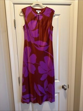 Liz Claiborne Maroon and Purple Floral Maxi Dress